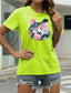 abordables Camisetas de mujer-Mujer Casual Noche Camiseta Graphic Oso Animal Manga Corta Estampado Escote Redondo Básico Tops 100% Algodón Verde Trébol Blanco Negro S