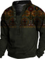cheap Graphic Sweatshirts-Men&#039;s Sweatshirt Pullover Print Designer Casual Streetwear Graphic Tribal Graphic Prints Print Standing Collar Casual Daily Sports Long Sleeve Clothing Clothes Regular Fit Army Green