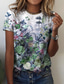 olcso Női pólók-Női Póló Dizájn 3D nyomtatás Virágos Grafika Dizájn Rövid ujjú Kerek Hétköznapi Szabadság Nyomtatott Ruházat Ruhák Dizájn Alap Lóhere Bíbor Világoszöld