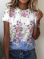 ieftine Tricouri Damă-Pentru femei Tricou Designer Tipărire 3D Floral Grafic Design Manșon scurt Rotund Casual Concediu Imprimeu Îmbrăcăminte Îmbrăcăminte Designer De Bază Trifoi Albastru piscină Mov