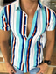 baratos camisas masculinas casuais-Homens Camisa Social camisa de verão Listrado Aberto para a Lateral Amarelo Roxo Azul / Branco Ao ar livre Rua Manga Curta Botão para baixo Roupa Moda Casual Respirável Confortável