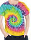 baratos Visão 3D e Geometria do Menino-Infantil Para Meninos Para Meninas Camisa Manga Curta Impressão 3D Tintura Tie Dye Preto Azul Rosa Crianças Blusas Primavera Verão Básico Estilo bonito Diário Ao ar livre Normal 3-12 anos