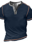 お買い得  ベーシックヘンリー-男性用 ヘンリーシャツ Tシャツ デザイナー 1950年代風 夏 半袖 純色 プラスサイズ ヘンリー 日常 スポーツ パッチワーク ボタンダウン 服装 デザイナー ベーシック 1950年代風 グリーン ブラック ブルー
