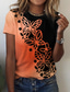billige T-shirts til kvinde-Dame T-shirt Designer 3D-udskrivning Grafisk Sommerfugl Farveblok Design Kortærmet Rund hals Afslappet Trykt mønster Tøj Tøj Designer Basale Blå Lilla Lyserød