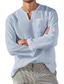 baratos camisas masculinas casuais-Camisa henley masculina manga longa com bolso com decote em v cor pura camiseta solta blusa casual tops