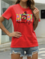 olcso Női pólók-Női Hétköznapi Alkalmi Póló Grafika Koponya Szöveg Rövid ujjú Nyomtatott Kerek Alap Felsők 100% pamut Lóhere Fehér Fekete S