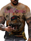 Χαμηλού Κόστους Ανδρικά 3D T-shirts-Ανδρικά Μπλουζάκι Υψηλής Ποιότητας Καλοκαίρι Κοντομάνικο Γραφική Τίγρη Στάμπα Στρογγυλή Ψηλή Λαιμόκοψη Δρόμος Καθημερινά Στάμπα Ρούχα Ρούχα Υψηλής Ποιότητας Καθημερινό Μεγάλο και ψηλό Καφέ