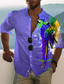 tanie Męskie koszule z nadrukiem-Męskie Koszula Koszula hawajska Graficzny Zwierzę Hawajskie Aloha Papuga Kołnierz stawiany Żółty Niebieski Fioletowy Pomarańczowy Nadruk Na zewnątrz Codzienny Długi rękaw Przycisk w dół Nadruk Odzież