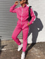 billige Todelte sæt til kvinder-kvinders todelt tøj sæt langærmet lynlås hooide jakker med joggingbukser joggers afslappet træningsdragt sportstøj (blå, 3x-store)