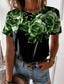 billige T-shirts til kvinde-Dame T-shirt Designer 3D-udskrivning Blomstret Grafisk Design Kortærmet Rund hals Afslappet Ferie Trykt mønster Tøj Tøj Designer Basale Grøn Sort Blå