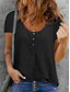 abordables Camisetas de mujer-Mujer Camiseta henley Camiseta Plano Botón Escote Redondo Básico Tops Blanco Negro Azul Piscina