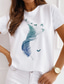 billige T-shirts til kvinde-Dame T-shirt Designer Varm Stempling Grafisk Fugl Fjer Design Kortærmet Rund hals Afslappet Trykt mønster Tøj Tøj Designer Basale Hvid