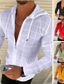 billiga Skjortor med tryck för män-Herr Skjorta Blommig V-hals Svart Vit Gul Rubinrött Grön Ledigt Dagligen Långärmad Snörning Kläder Mode Ledigt Andningsfunktion Bekväm