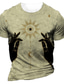 tanie T-shirty 3D męskie-Męskie Podkoszulek Designerskie Lato Krótki rękaw Graficzny Księżyc Słońce Nadruk Półgolf Ulica Codzienny Nadruk Odzież Odzież Designerskie Codzienny Duży i wysoki Szary Khaki
