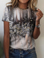 billige T-shirts til kvinde-Dame T-shirt Designer 3D-udskrivning Grafisk Design Kortærmet Rund hals Afslappet Trykt mønster Tøj Tøj Designer Basale Kakifarvet