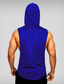 cheap Gym Tank Tops-Men&#039;s Tank Top Vest Undershirt Solid Color Hooded Casual Daily Sleeveless Tops Cotton Lightweight Fashion Muscle Big and Tall White Black Blue / Summer / Summer