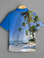 voordelige Hawaiiaanse overhemden-Voor heren Overhemd Hawaiiaans overhemd Zomer overhemd Grafisch Kokosnootboom Landschap Strijkijzer Kristal / Roze Olijfgroen blauw Print Buiten Straat Korte mouw Button-omlaag Afdrukken Kleding