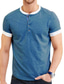 preiswerte Henley-Hemden für Herren-Herren T-Shirt Farbblock Rundhalsausschnitt Mittel Frühling Sommer Blau Schwarz Grau