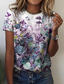 economico T-Shirt da donna-Per donna maglietta Originale Stampa 3D Floreale Pop art Design Manica corta Rotonda Informale Per eventi Stampa Abbigliamento Abbigliamento Originale Essenziale Verde Viola Verde chiaro