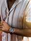billiga fritidsskjortor för män-Herr Skjorta Randig Nedvikt Gata Ledigt Button-Down Kortärmad Blast Ledigt Mode Andningsfunktion Bekväm Vit