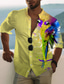 billiga Skjortor med tryck för män-Herr Skjorta Hawaii skjorta Grafisk Djur Hawaiisk Aloha Papegoja Hög krage Gul Blå Purpur Orange Tryck Utomhus Ledigt Långärmad Button-Down Mönster Kläder Mode Designer Ledigt Bekväm