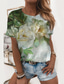 billige T-shirts til kvinde-Dame T-shirt Designer 3D-udskrivning Blomstret Grafisk Design Kortærmet Rund hals Afslappet Ferie Trykt mønster Tøj Tøj Designer Basale Grøn