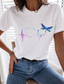 Χαμηλού Κόστους Γυναικεία T-Shirts-Γυναικεία Μπλουζάκι Υψηλής Ποιότητας Καυτή σφράγιση Γραφική Καρδιά Σχέδιο Ζώο Κοντομάνικο Στρογγυλή Λαιμόκοψη Causal Στάμπα Ρούχα Ρούχα Υψηλής Ποιότητας Βασικό Λευκό Μαύρο Ανθισμένο Ροζ