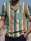 cheap Men&#039;s Printed Shirts-Men&#039;s Shirt Summer Shirt Striped Turndown Blue Print Outdoor Street Short Sleeve Button-Down Print Clothing Apparel Fashion Designer Casual Breathable