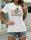 olcso Női pólók-Női Hétköznapi Alkalmi Póló Grafika Koponya Szöveg Rövid ujjú Nyomtatott Kerek Alap Felsők 100% pamut Lóhere Fehér Fekete S
