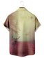 billige Skjorter med tryk til mænd-Herre Skjorte Trykt mønster Grafisk Dyr Aftæpning Afslappet Daglig Kortærmet Toppe Designer Afslappet Hawaiiansk Rosa