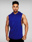 cheap Gym Tank Tops-Men&#039;s Tank Top Vest Undershirt Solid Color Hooded Casual Daily Sleeveless Tops Cotton Lightweight Fashion Muscle Big and Tall White Black Blue / Summer / Summer