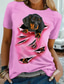 billiga T-shirt-Dam T-shirt Designer 3D-tryck Hund Grafisk 3D Design Kortärmad Rund hals Ledigt Mönster Kläder Kläder Designer Grundläggande Vit Blå Rodnande Rosa