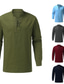 cheap Men&#039;s Casual Shirts-Men&#039;s Shirt Plain Solid Color Stand Collar Street Casual Lace up Long Sleeve Tops Denim Casual Vintage Punk &amp; Gothic Cool Wine Green Black / Spring / Summer