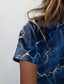 baratos T-Shirts de mulher-Mulheres Camiseta Designer Impressão 3D Gráfico Geométrica Detalhes Manga Curta Decote Redondo Casual Imprimir Roupas Designer Básico Azul