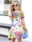 cheap Girl&#039;s 3D Dresses-Girls&#039; A Line Dress Short Sleeve Animal Rainbow Unicorn 3D Printed Graphic Dresses Cute Casual Sweet Above Knee Polyester Dress Summer Spring Kids Daily Holiday Vacation Regular Fit Print