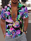 billige Hawaiiskjorter-Herre Skjorte Hawaii skjorte Grafisk Blomstret Hawaiiansk Aloha Design Aftæpning Sort Hvid Gul Trykt mønster udendørs Gade Kortærmet Knap ned Trykt mønster Tøj Mode Designer Afslappet Åndbart