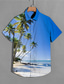 tanie Koszule hawajskie-Męskie Koszula Koszula hawajska Letnia koszula Graficzny Drzewo kokosowe Sceneria Wieczorne Kryształowy / Różowy Zielona oliwka Niebieski Nadruk Na zewnątrz Ulica Krótki rękaw Przycisk w dół Nadruk