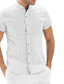 billiga fritidsskjortor för män-herrskjorta enfärgad stativ krage street casual button-down kortärmade toppar casual mode streetwear cool blå vit ljusgrön sommarskjorta med krage