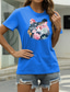 baratos T-Shirts de mulher-Mulheres Casual Para Noite Camiseta Gráfico Urso Animal Manga Curta Imprimir Decote Redondo Básico Blusas 100% Algodão Verde Branco Preto S