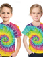 baratos Visão 3D e Geometria do Menino-Infantil Para Meninos Para Meninas Camisa Manga Curta Impressão 3D Tintura Tie Dye Preto Azul Rosa Crianças Blusas Primavera Verão Básico Estilo bonito Diário Ao ar livre Normal 3-12 anos