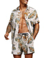 ieftine Seturi cămăși bărbați-Bărbați Cămașă hawaiană Tricou A stabilit Grafic Aloha Răsfrânt Argintiu Roșu / alb Verde / Negru Marea albastră Verde de măsline Tipărire 3D Casual Zilnic Manșon scurt #D Îmbrăcăminte Designer