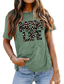 cheap Women&#039;s T-shirts-Women&#039;s T shirt Basic Print Cheetah Print Basic Round Neck T-shirt Sleeve Stard Summer pea green Blue White Black Dark Red