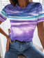 お買い得  レディースＴシャツ-女性用 Tシャツ デザイナー 3Dプリント グラフィック デザイン 半袖 ラウンドネック カジュアル プリント 服装 デザイナー ベーシック パープル
