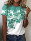 baratos T-Shirts de mulher-Mulheres Camiseta Designer Impressão 3D Floral Gráfico Detalhes Manga Curta Decote Redondo Casual Imprimir Roupas Designer Básico Verde Azul Roxo