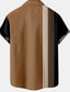 billige mænds fritidsskjorter-Herre Skjorte Sommer skjorte Farveblok Aftæpning Brun udendørs Gade Kortærmet Knap ned Tøj Mode Afslappet Åndbart Bekvem