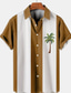 baratos camisas masculinas casuais-Homens Camisa Social Bloco de cor Árvore Aberto para a Lateral Rua Casual Botão para baixo Imprimir Manga Curta Blusas Casual Roupa de rua Havaiana Respirável Verde Azulado Verde Branco / Verão