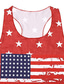 baratos Camisolas &amp; Baby Dolls de mulher-Mulheres Camisetas Regatas Racerback Gráfico Costas Nadador Imprimir Decote U Básico Casual Blusas Verde Azul Vermelho