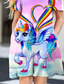 cheap Girl&#039;s 3D Dresses-Girls&#039; A Line Dress Short Sleeve Animal Rainbow Unicorn 3D Printed Graphic Dresses Cute Casual Sweet Above Knee Polyester Dress Summer Spring Kids Daily Holiday Vacation Regular Fit Print