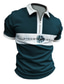 billiga 3d polo-Herr POLO Shirt Golftröja 3D-tryck Färgblock Nedvikt Ledigt Dagligen Dragkedja Kortärmad Blast Ledigt Mode Bekväm Sport Svartvit Marinblå Blå / vit