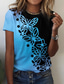 baratos T-Shirts de mulher-Mulheres Camiseta Designer Impressão 3D Gráfico Borboleta Bloco de cor Detalhes Manga Curta Decote Redondo Casual Imprimir Roupas Designer Básico Azul Roxo Rosa